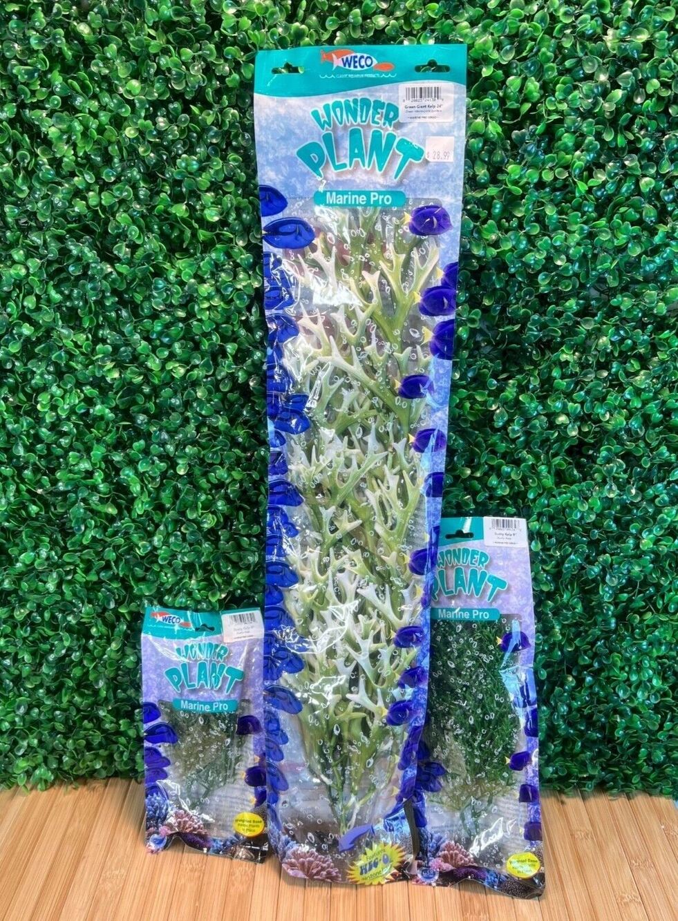 Lot of 3 Weco Marine Pro Series 24" Green Giant Kelp 9" & 6" Bushy Kelp Aquarium